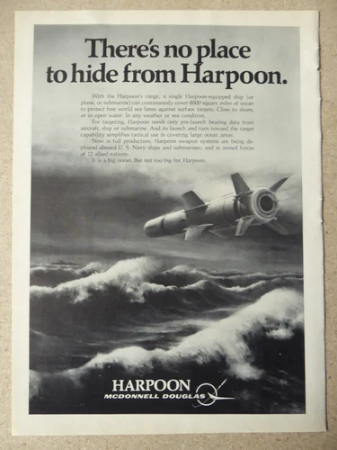 7/1979 PUB MCDONNELL DOUGLAS HARPOON ANTI SHIP MISSILE US NAVY ORIGINAL AD