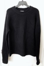 415 Helmut Lang Women's Black Drop-needle Crewneck Sweater Sz S