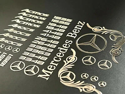 40teil.Chromset 1/14 Actros Truck Tamiya AROCS RC 1:14 Aufkleber Wedico Benz