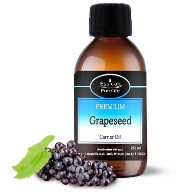 Grapeseed Oil, Certified 100% Natural and Pure, Cold Pressed Carrier Oil