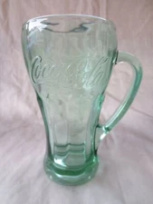 Vintage Libbey Green Coca-Cola (Coke) Thick Heavy Glass Mug w/ Handle 14 oz