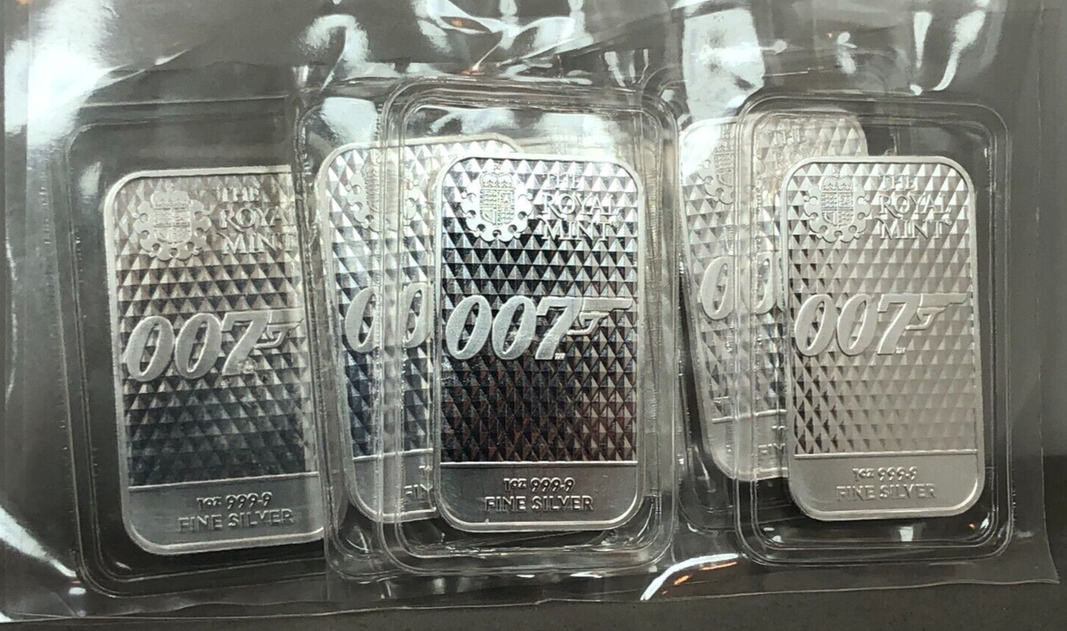 007 James Bond ~ 1 oz 9999 Silver Bar ~ Diamonds Are Forever ~ The