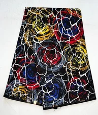 African Fabric/ Ankara - Red, Yellow 'Forces of Nature Remix', YARD or WHOLESALE