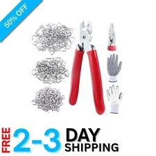 240Pcs Galvanized Hog Rings Assortment with Ergonomic Pliers - Professional Kit