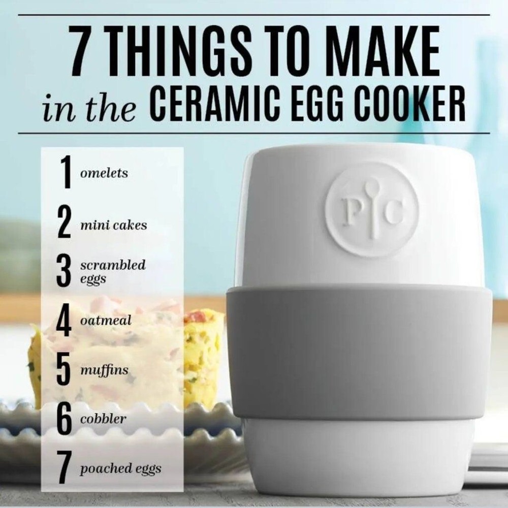 Pampered Chef Ceramic Egg Cooker w/ Silicone Sleeve #1529  Instructions Included