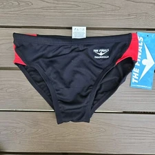 TYR The Finals Swerve Red/black Splice Racer Briefs, Men Boy Size 28, NEW