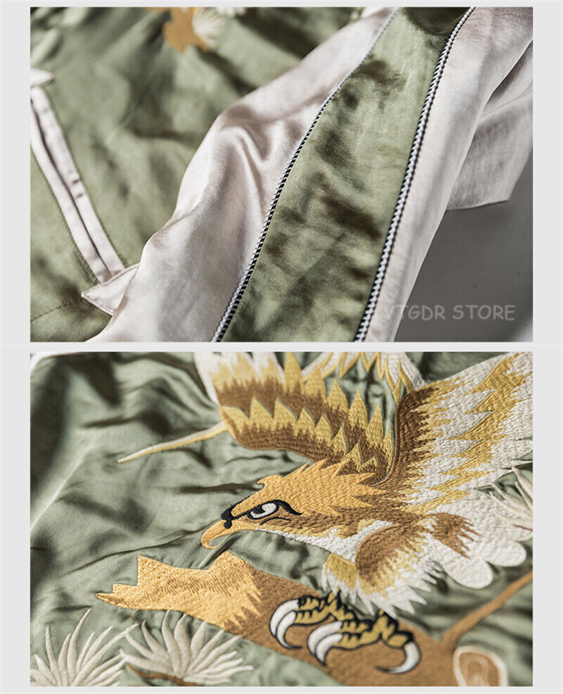 Japan Sukajan Reversible Souvenir Jacket Embroidered Men Short