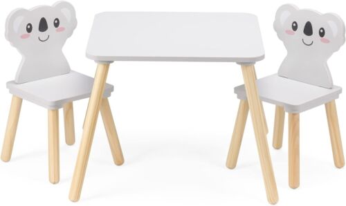 Kids Wooden Table and Chairs Set - Solid Wood Desk, 2 chair set for Children. - Afbeelding 1 van 11