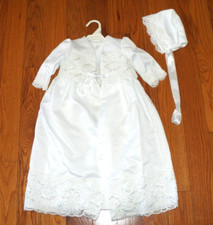 Madonna White Lace Christening Baptism Gown with Bonnet Size 6-9 Months NWT
