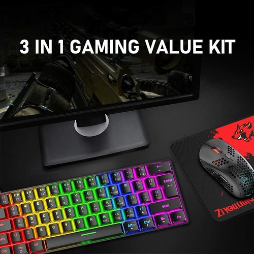 USB 60% Mechanical Gaming Keyboard and Mouse Combo Wired RGB Backlit For PC PS4 - Picture 12 of 25