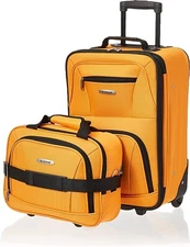 Rockland 2 Piece Expandable Softside Luggage Set Carry On Tote Bag Orange
