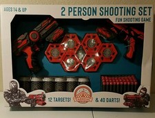 Shooting Target Game Toy Set w 2 Blaster Guns/40 Darts 12 Targets Adults  Kids