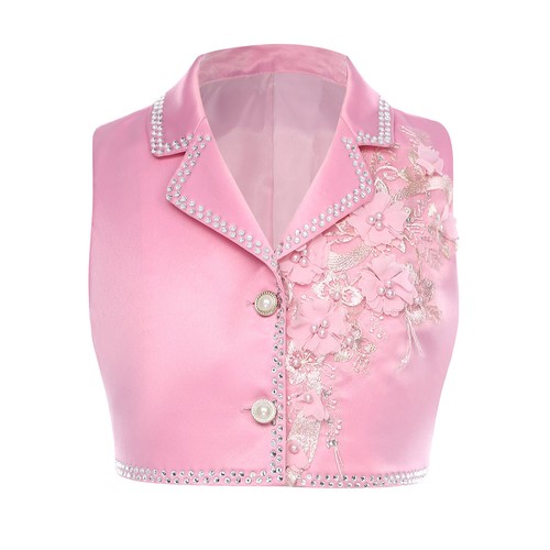 Girls Crop Tops Refined Vest Princess Outerwear Button Closure Shrug Trendy - Picture 11 of 77