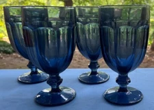 Set of FOUR Libbey Gibraltar Dusky Blue Iced Tea or Water Goblets