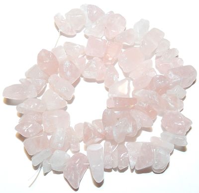 NG1518 Natural Rose Quartz Large 10mm - 12mm Polished Chip Gemstone Bead 15''