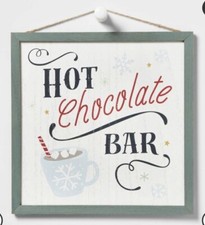   Hot Chocolate Bar  Wood Framed Wall Art Christmas Holiday Sign for Cocoa Bar