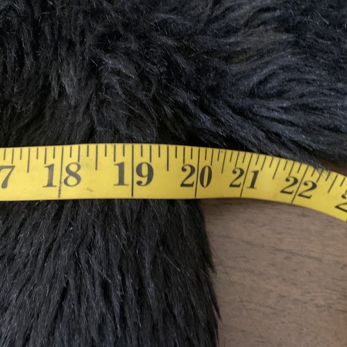 Paris Blues Coat Womens Medium Black Shaggy Faux Fur Open Front Pockets - Picture 9 of 10