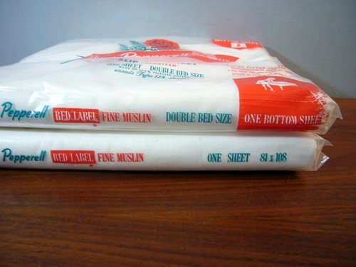 2 Red Label Vintage Pepperell Muslin Double Flat Fitted Sheets 81x108 NOS New - Picture 5 of 6