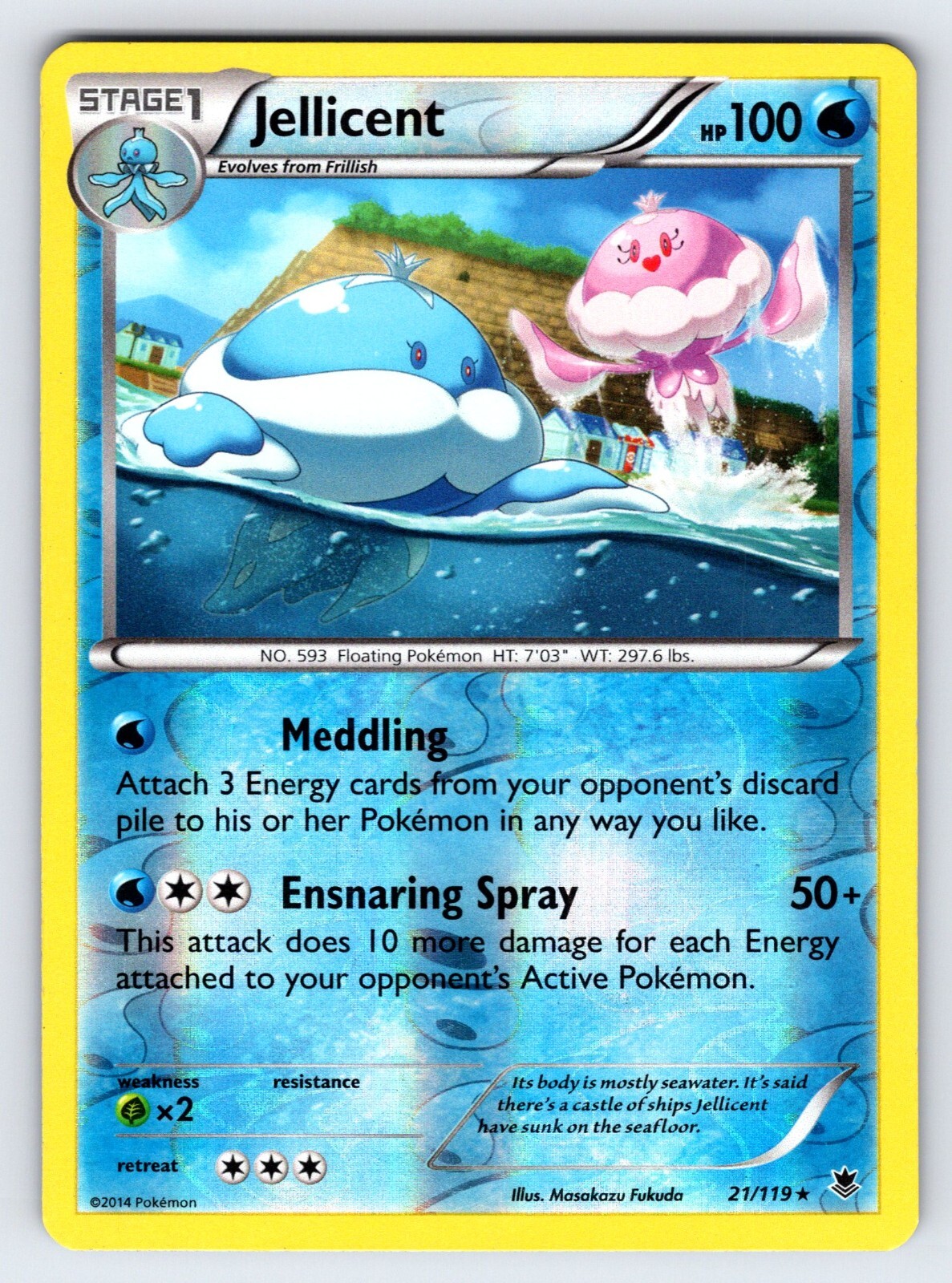 Jellicent 21/119 2014 Phantom Forces Pokemon Card TCG Reverse Holo Rare - Vlp
