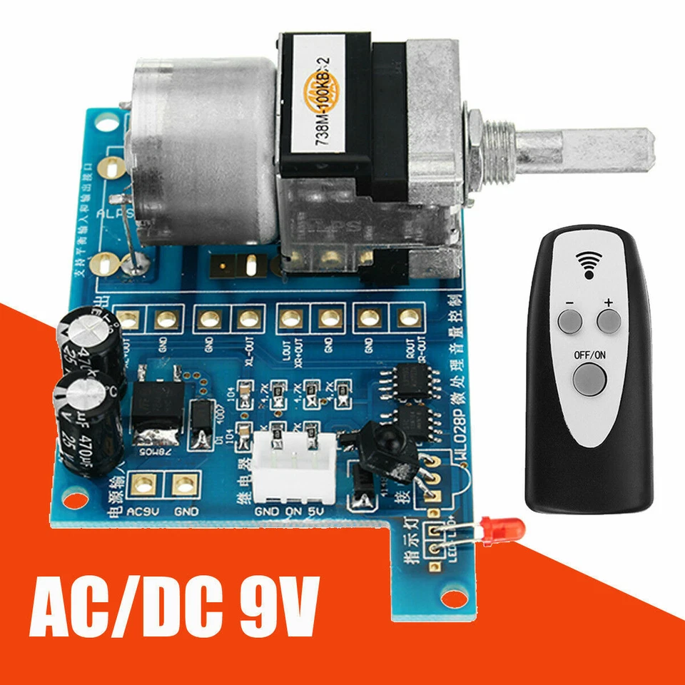 Scheda Controllo Volume Telecomando Infrarossi 9V Motore Pre AMP Potenziometro