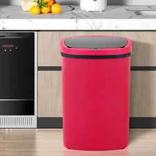 13 Gallon Kitchen Trash Can Automatic Touch Free High-capacity Garbage Can Red