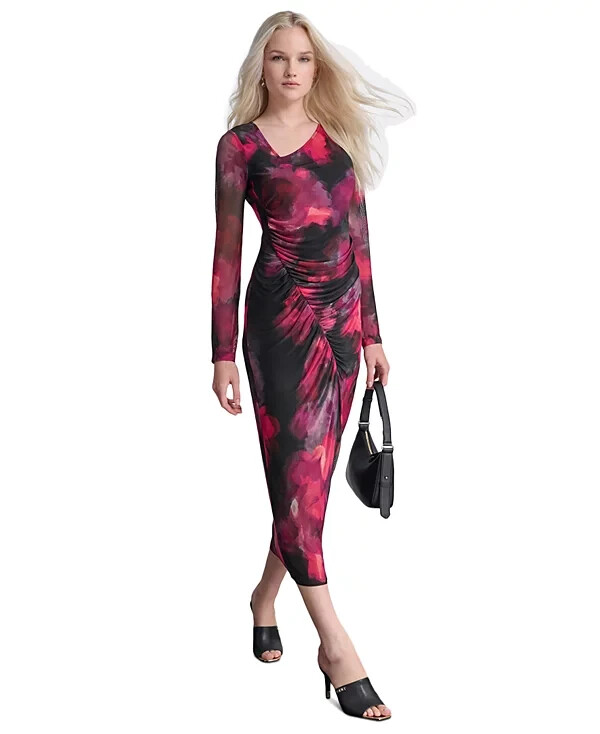 fitted lace wedding dress Black Pink Floral Dress Small