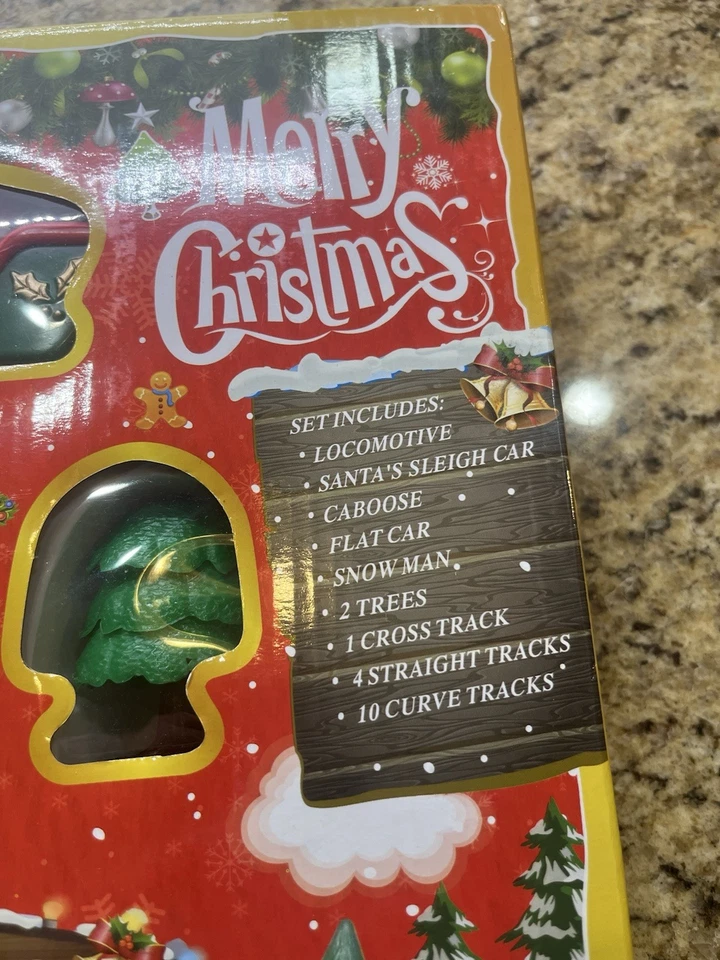 MERRY CHRISTMAS TRAIN SET W/ELECTRONIC MUSICAL SOUNDS AND HEAD LIGHT 22PCS RARE - Image 3 of 4