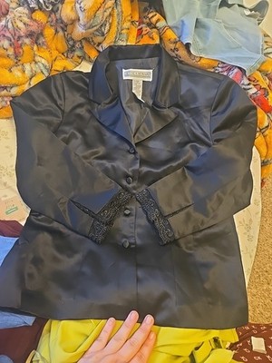 Jessica Howard Black Satin Evening Jacket Womens Size 12 Formal
