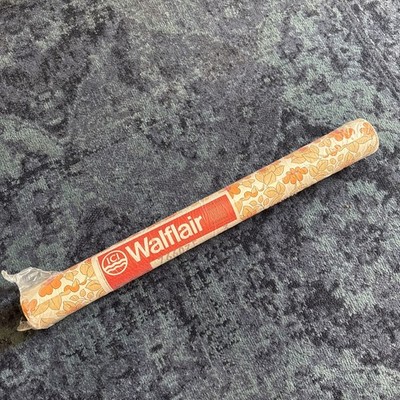 Versiegelte 60er 70er ICI Walflair Vintage Tapete 76607D Orange Blumen Design