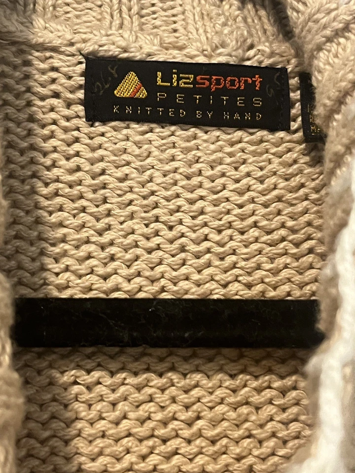 VINTAGE LIZ Sport 80’s HAND KNIT MULTICOLORED CARDIGAN SWEATER Chunky Retro - Image 4 of 4