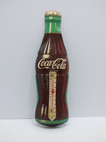 Vintage Coca Cola Bottle Thermometer 16” Metal Donasco USA *Missing Thermometer*