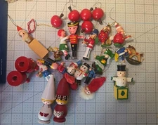 Lot Of Vintage Wooden Christmas Ornaments - 28 Different sizes 