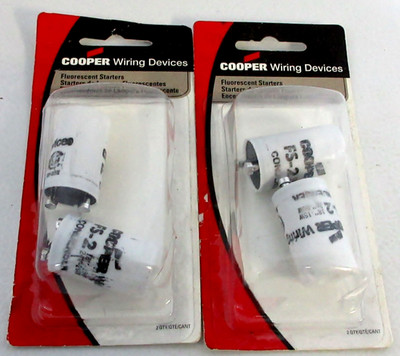 COOPER Wiring Devices Fluorescent Starters / Two Packages Of Two NEW!!