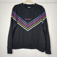 Wrangler Rainbow Logo Sweatshirt Large 2018 Black Cowgirl Cowboy Western