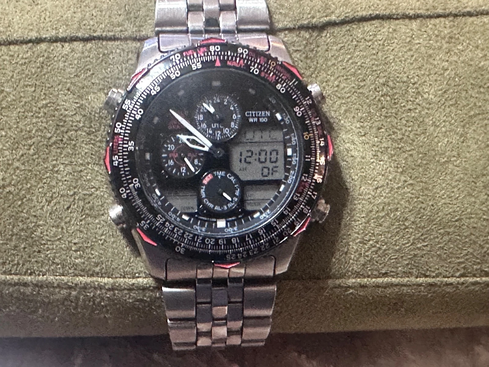 AUTHENTIC CITIZEN WORLD TIME CHRONO WATCH NAVIHAWK ANADIGI JAPAN C300