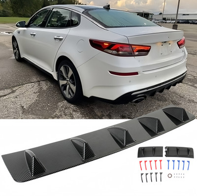 For Kia Optima 2011-2015 Rear Diffuser Bumper Lip Spoiler 5-Fins Carbon Fiber