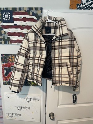 Sebby Collection Womens Multicolor Plaid Puffer Jacket - Small - SSW2413