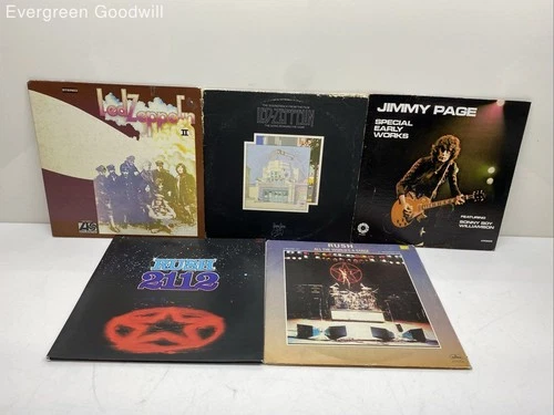 Lot of 5 Mixed Album Vinyl Records Led Zeppelin Rush