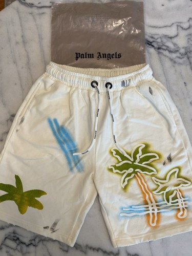 Palm Angels Mens Track Shorts Elastic Waist Pull-On Pink Sunset Size Large