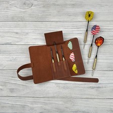 Leather Darts Case Holder Roll Up Dart Steel Tip Holder