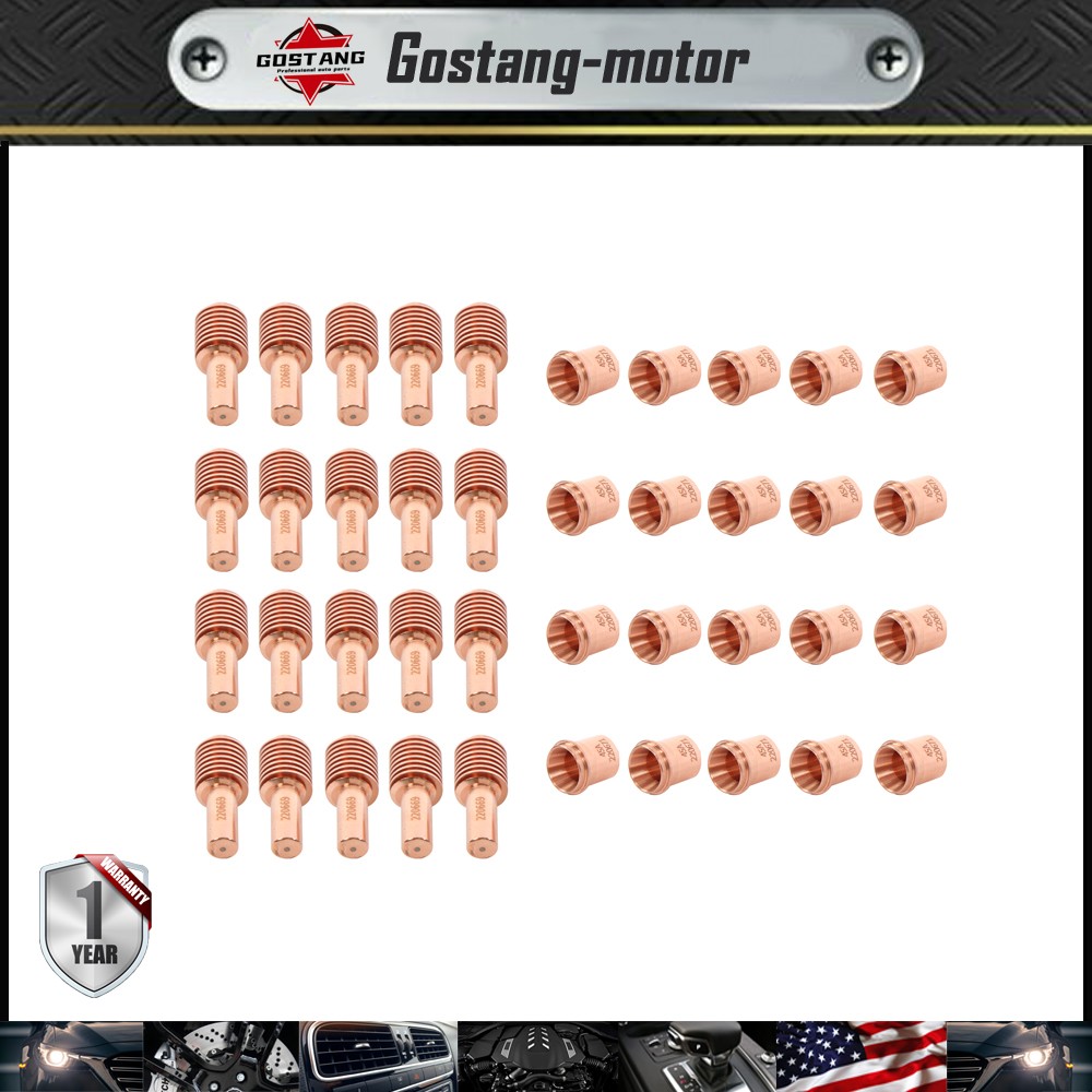 Plasma cutting torch consumables, 20 220671 nozzles, 20 220669 electrode tips