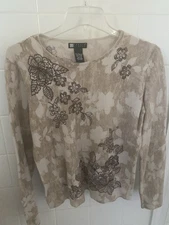 Carole Little Women Beige Lambwool/angora Sweater Sz L