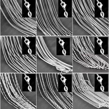 Wholesale 10pcs 925 Sterling Solid Silver 1mm 16inch -24inch Rolo Chain Necklace