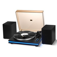 Vinyl Record Player with 40W Speakers, Belt-Drive Stereo Turntable, Magnetic ...