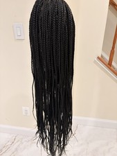 Black Braided Lace Front Wig Long Cornrow Box Braids Baby Hair . 36 inch wig