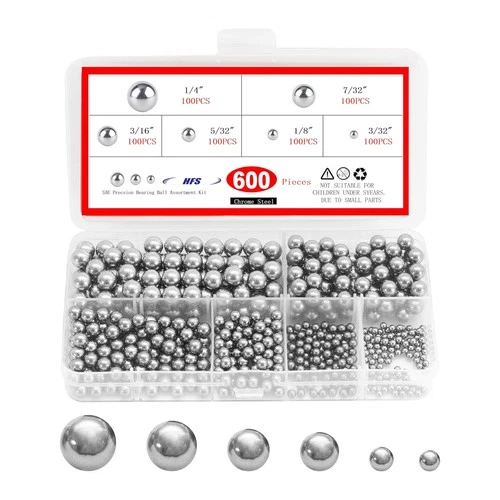HFS(R) Bearing Balls Assortment Kit Bearing Steel 6 Sizes Auto Parts 600pcs