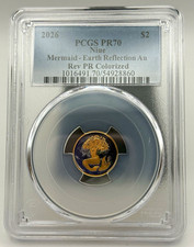 2026 Niue 2 Gold Mermaid Earth Reflection Au Rev PR Colorized PR 70 PCGS Coin