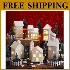 Lighted Ceramic Winter Village Ornament Bundle