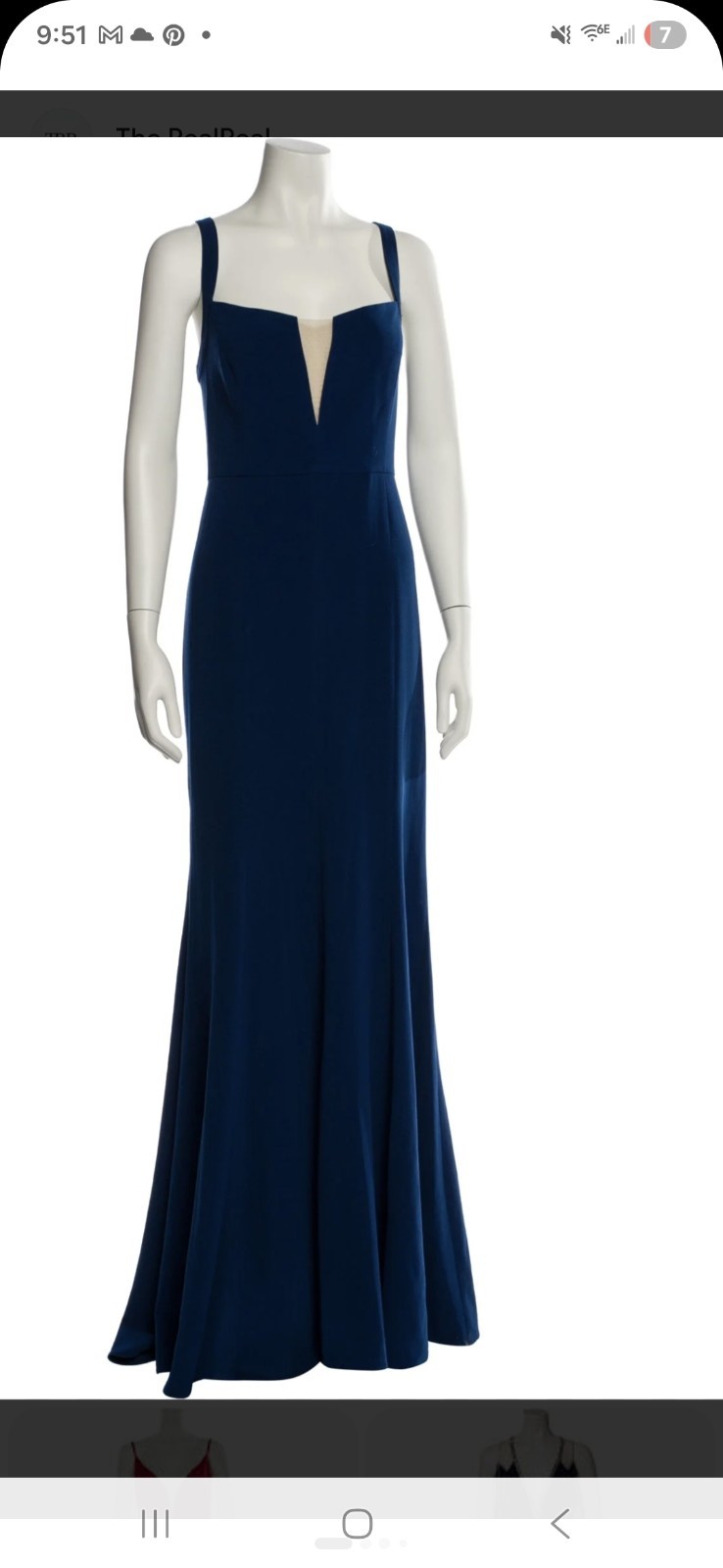 Halston Blue Crepe Gown V-Neck Strapless Sleeveless Formal Dress Size 12