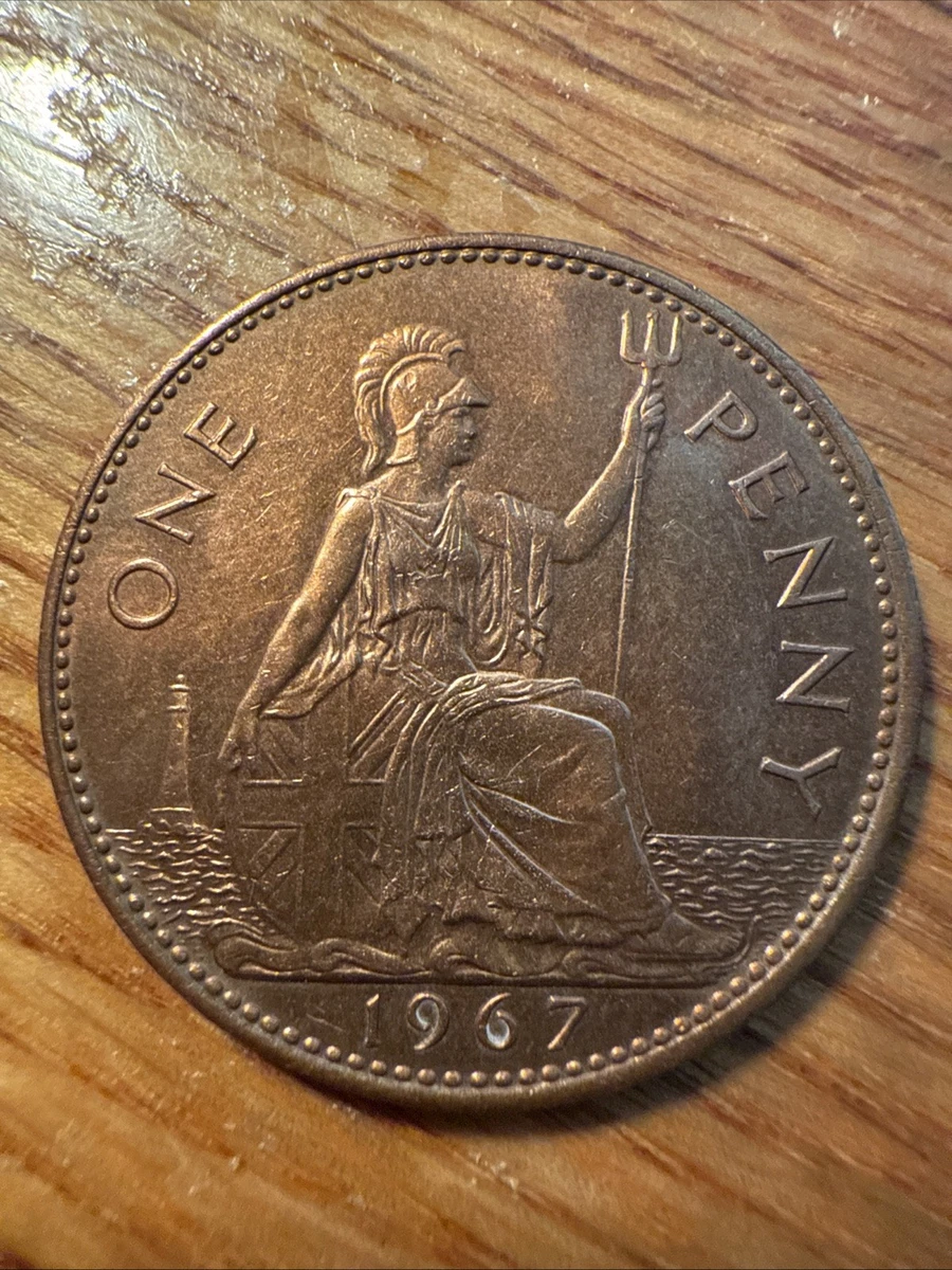 NGC MS64 RD 1967年 イギリス ブリタニア ペニー 大型銅貨 NGC MS64 RD